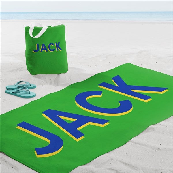 Shadow Name Personalized Terry Cloth Beach Bag