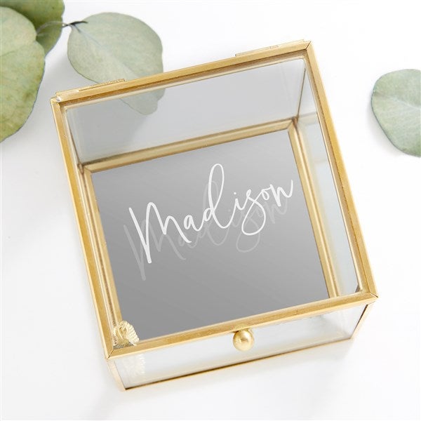 Trendy Script Personalized Glass Jewelry Box  - 47960