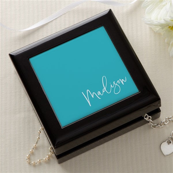 Trendy Script Personalized Jewelry Box  - 47973