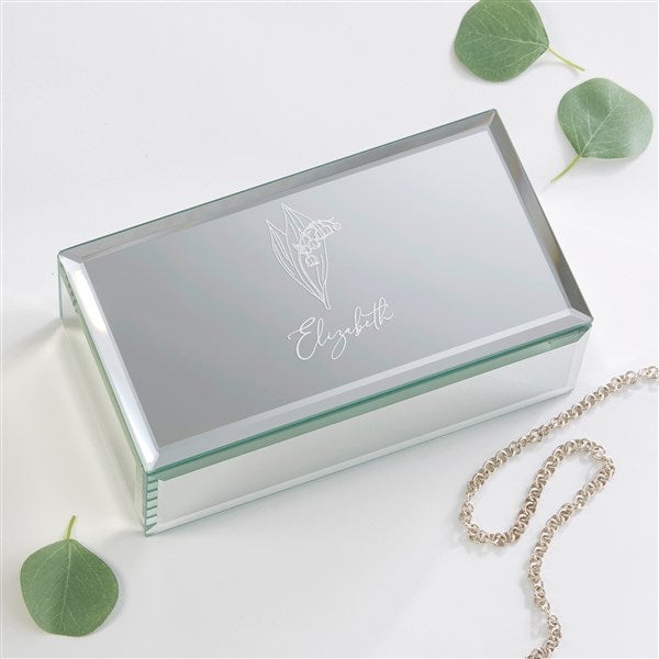 Birth Month Flower Engraved Glass Jewelry Boxes - 47987