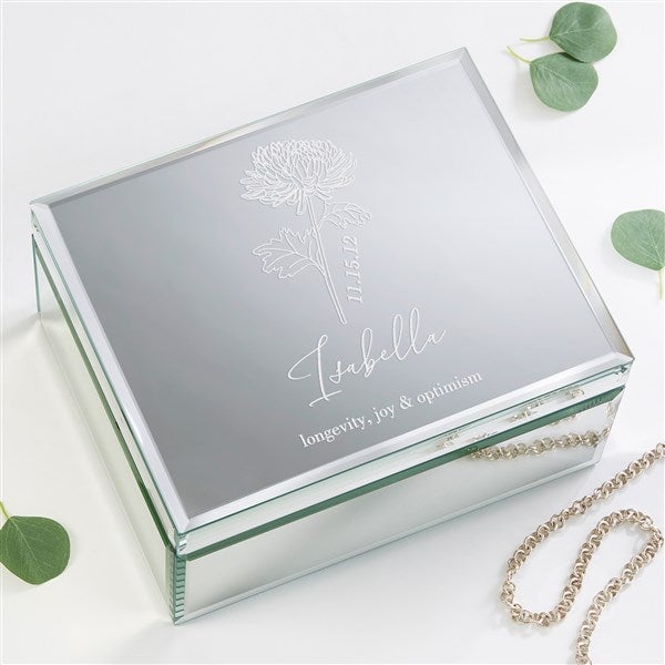 Birth Month Flower Engraved Glass Jewelry Boxes - 47987