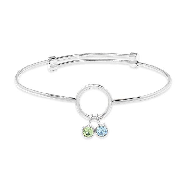  Custom Birthstone Charm Bangle Bracelet - 47988D