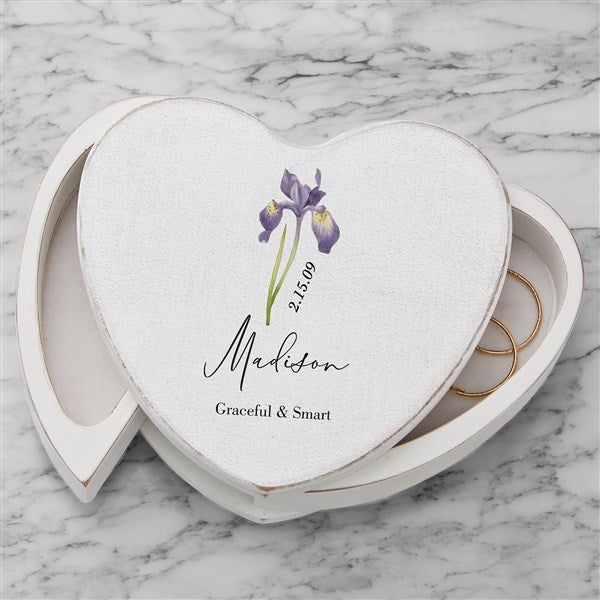 Birth Month Flower Personalized Heart Jewelry Box  - 47997