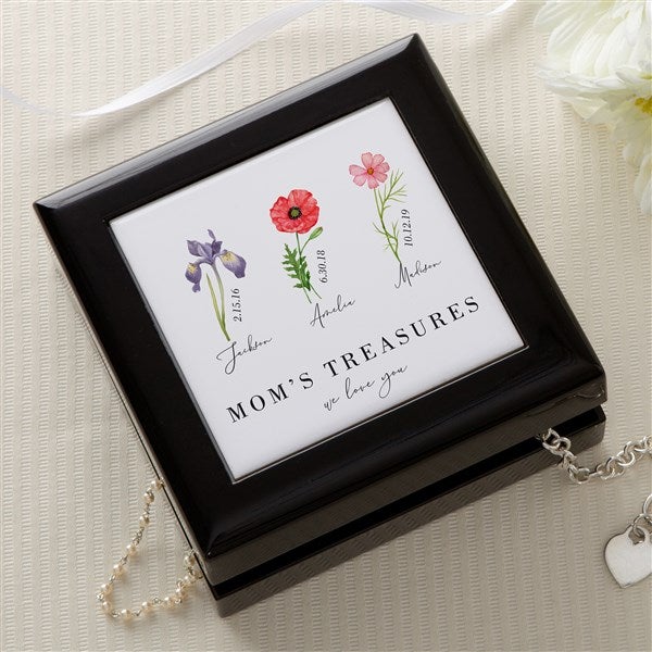 Family Birth Month Flower Personalized Jewelry Box  - 48007