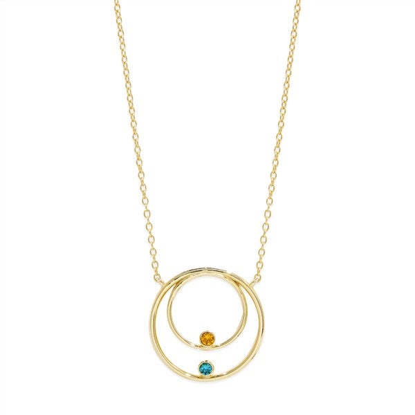 Custom Mother and Child Circle Birthstone Necklace - 48010D