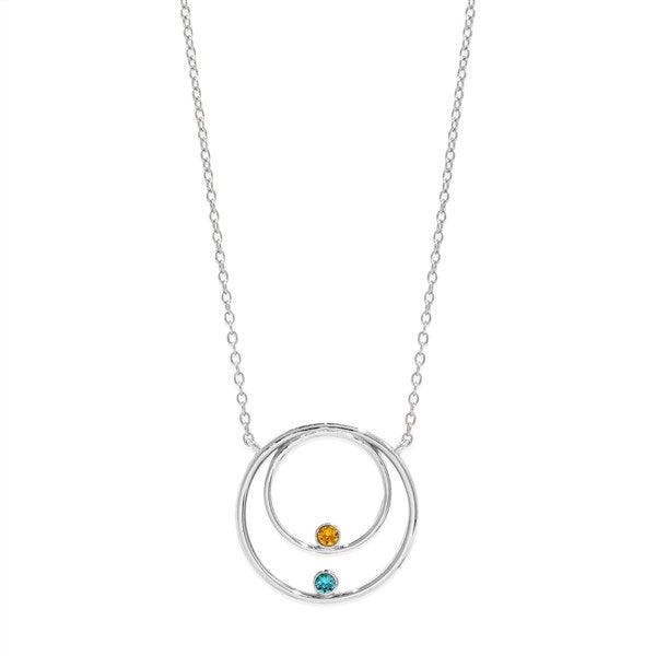 Custom Mother and Child Circle Birthstone Necklace - 48010D