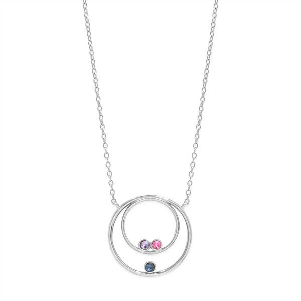 Custom Mother and Child Circle Birthstone Necklace - 48010D