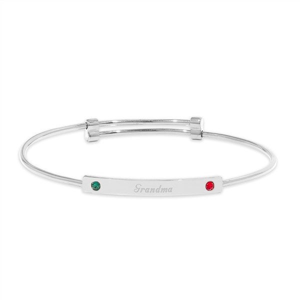 Custom Birthstone Engravable Bar Bangle Bracelet - 48020D