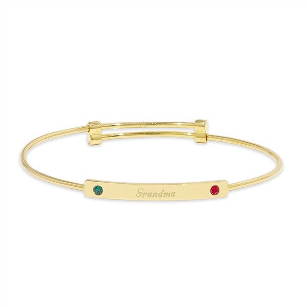 Custom Birthstone Engravable Bar Bangle Bracelet - 48020D