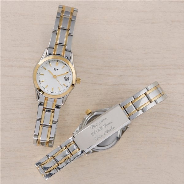Message to Mom TFX By Bulova Engraved Two Tone Watch