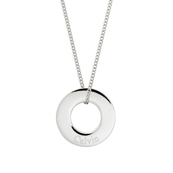 Men's Engravable Circle Pendant Necklace - 48031D