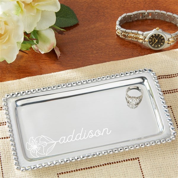 Mariposa Birth Flower Name Personalized Jewelry Tray  - 48059