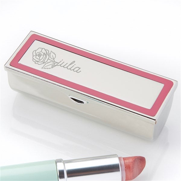 Birth Flower Name Engraved Lipstick Case  - 48064