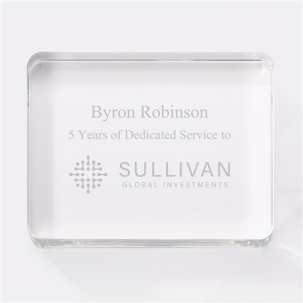 Personalized Logo Crystal Rectangle Paperweight - 48089