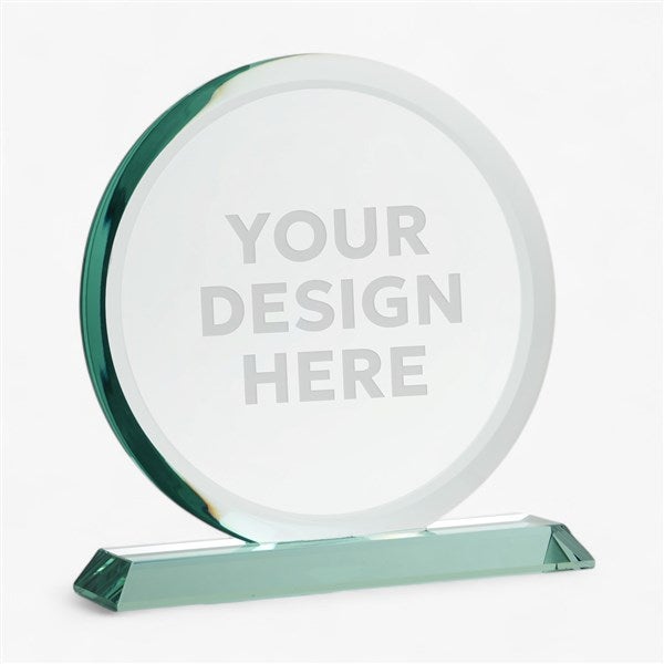 Engraved Logo Round Jade Glass Award- Large  - 48111