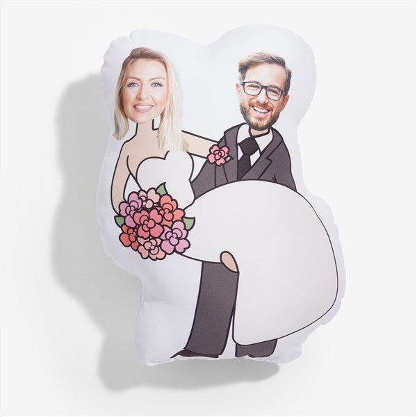 Wedding Personalized Photo Bride and Groom Character Throw Pillow - 48116