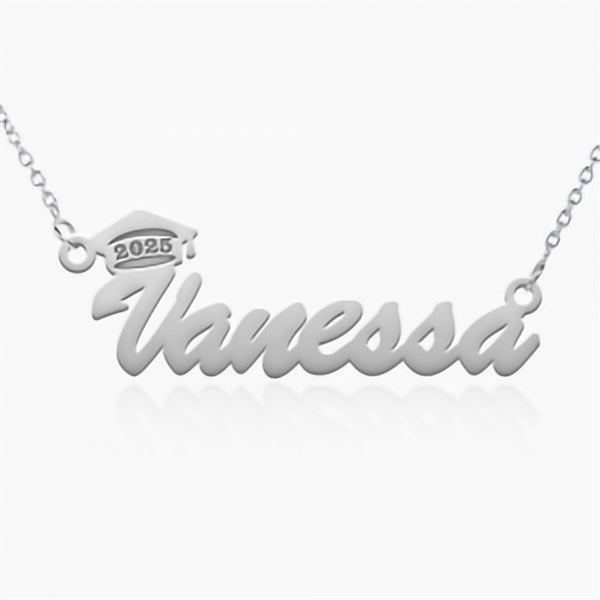Personalized Graduation Cap Script Name Necklace  - 48139D