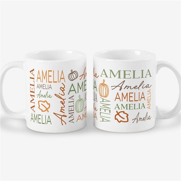 Fall Repeating Name Personalized Coffee Mugs - 48142