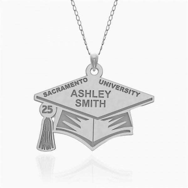 Custom Graduation Name and School Pendant - Sterling Silver - 48144D