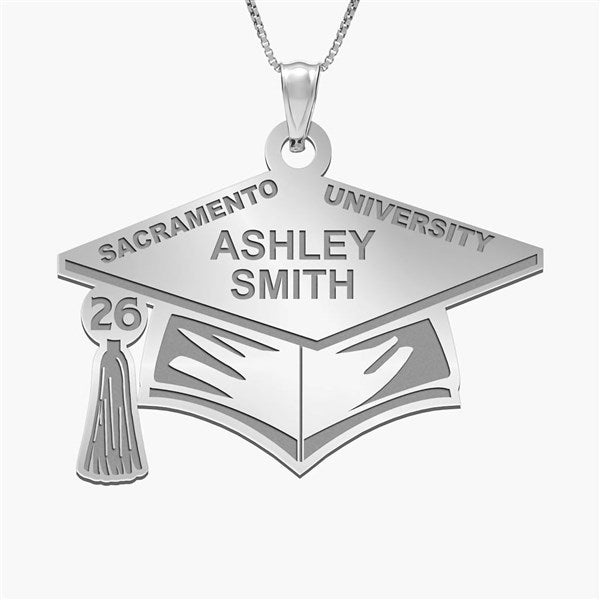 Custom Graduation Name and School Pendant - Sterling Silver - 48144D