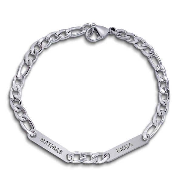 Personalized Men's Figaro Name ID Bracelet  - 48154D