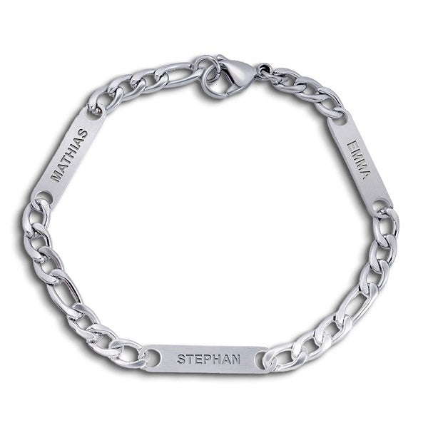 Personalized Men's Figaro Name ID Bracelet  - 48154D