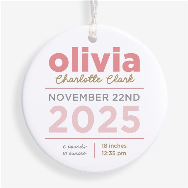 New Baby Details Personalized Christmas Ornament  - 48197