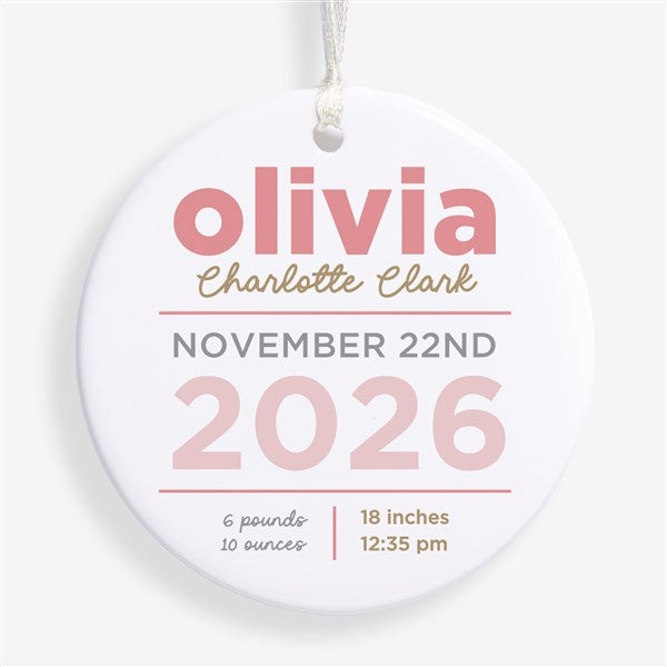 New Baby Details Personalized Christmas Ornament  - 48197