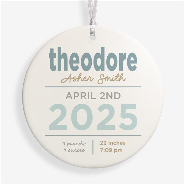 New Baby Details Personalized Christmas Ornament  - 48197