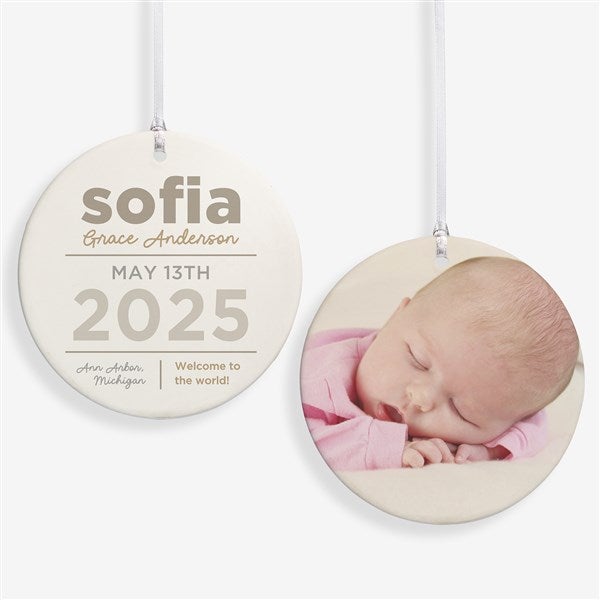 New Baby Details Personalized Christmas Ornament  - 48197