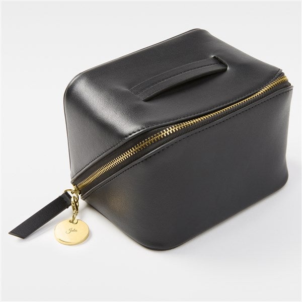 Engraved Small Black Leather Beauty Case  - 48213