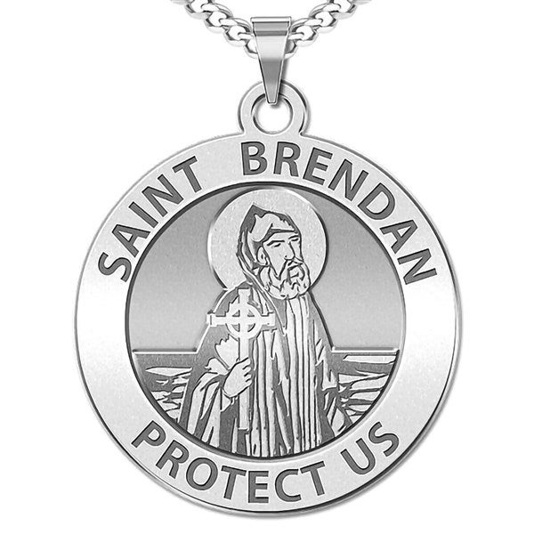 Custom Saint Brendan Engraved Pendant  - 48228D