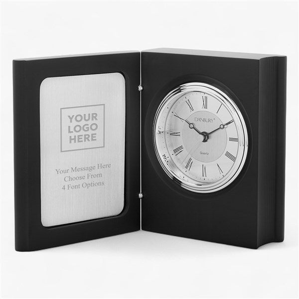 Personalized Engraved Logo Black Small Book Clock - 48242