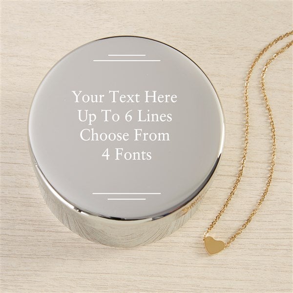 Write Your Own Personalized Round Jewelry Box Gift Set with Heart Necklace - 48305