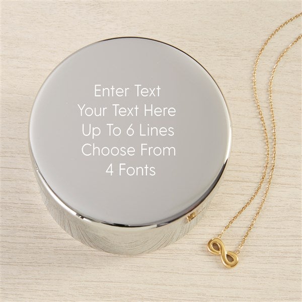 Write Your Own Personalized Round Jewelry Box Gift Set with Infinity Necklace  - 48306