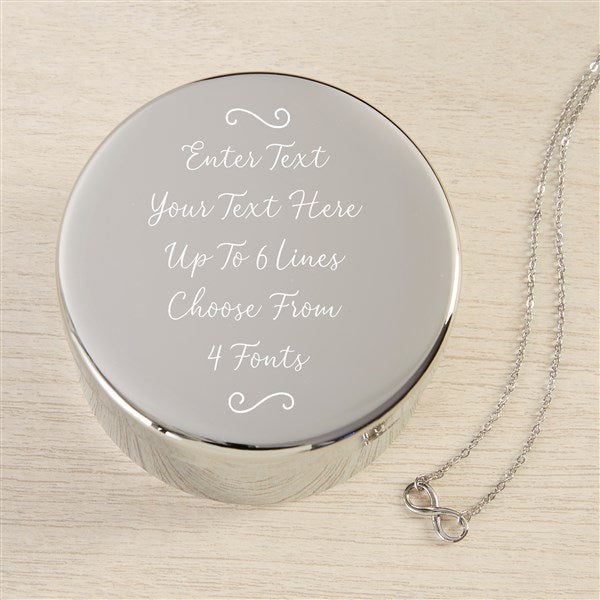 Write Your Own Personalized Round Jewelry Box Gift Set with Infinity Necklace  - 48306