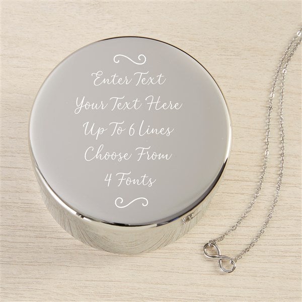 Write Your Own Personalized Round Jewelry Box Gift Set with Infinity Necklace - 48306