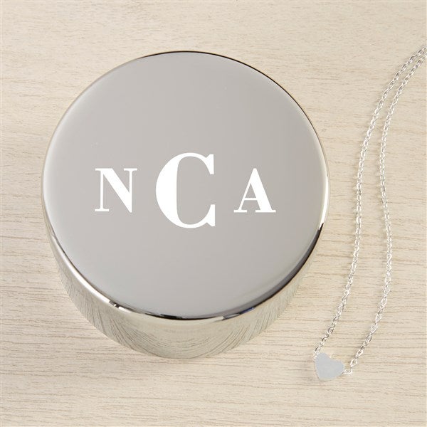 Classic Celebrations Personalized Round Jewelry Box Gift Set with Heart Necklace - 48309