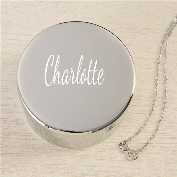 Classic Celebrations Personalized Round Jewelry Box Gift Set with Infinity Necklace  - 48310
