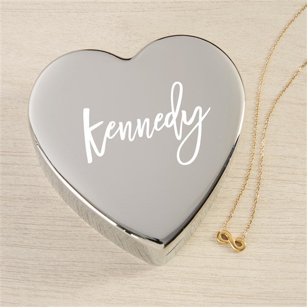 Scripty Name Personalized Heart Jewelry Box Gift Set with Infinity Necklace - 48314