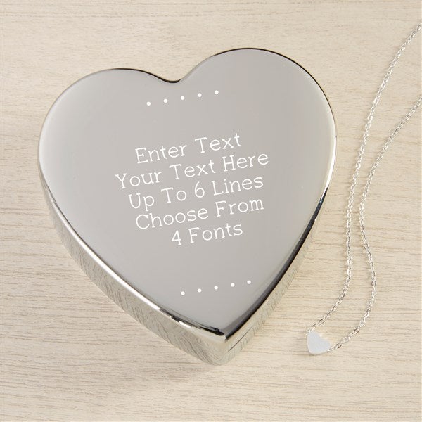Write Your Own Personalized Heart Jewelry Box Gift Set with Heart Necklace  - 48316