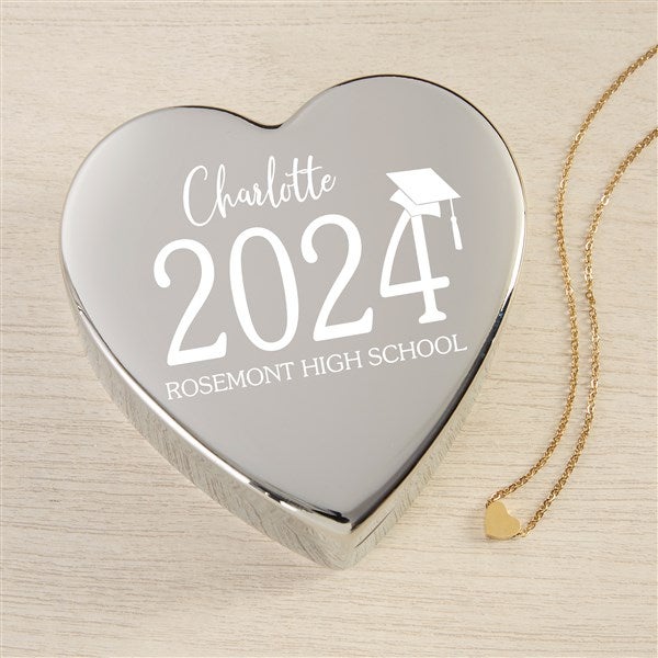 Classic Graduation Personalized Heart Jewelry Box with Heart Necklace - 48318