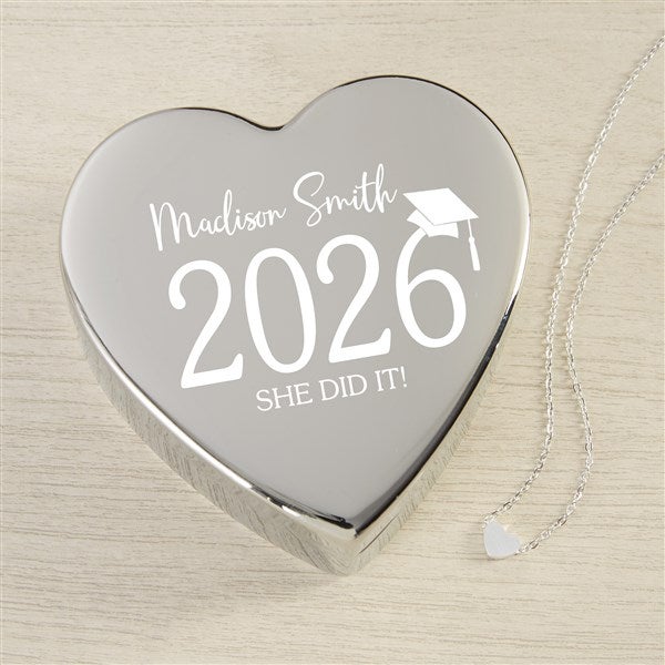 Classic Graduation Personalized Heart Jewelry Box with Heart Necklace - 48318