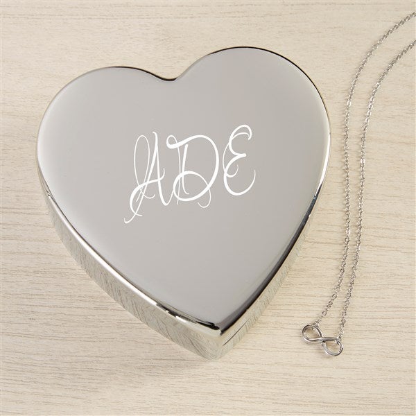 Classic Celebrations Personalized Heart Jewelry Box Gift Set with Infinity Necklace  - 48322