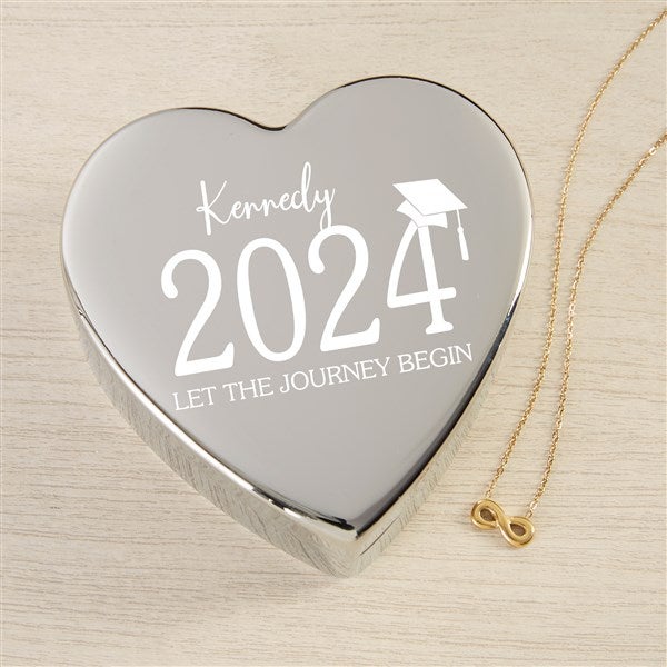 Classic Graduation Personalized Heart Jewelry Box with Infinity Necklace  - 48323