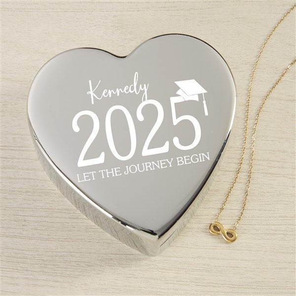 Classic Graduation Personalized Heart Jewelry Box with Infinity Necklace  - 48323