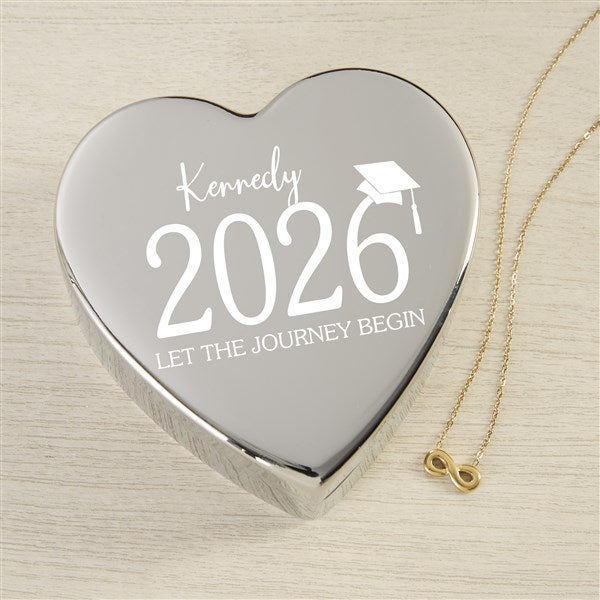 Classic Graduation Personalized Heart Jewelry Box with Infinity Necklace  - 48323