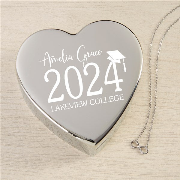 Classic Graduation Personalized Heart Jewelry Box with Infinity Necklace  - 48323