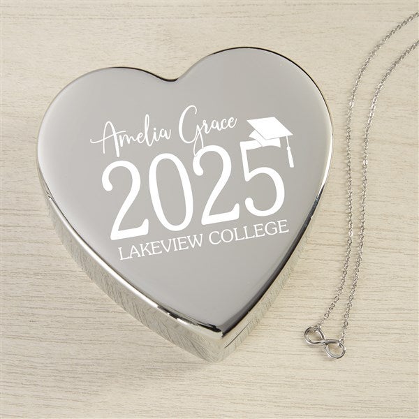 Classic Graduation Personalized Heart Jewelry Box with Infinity Necklace  - 48323