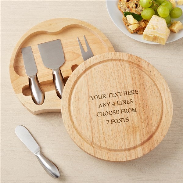 Write Your Own Personalized Round Cheese Board & Tool Set  - 48355